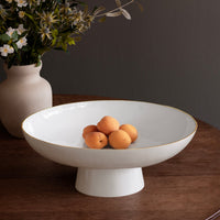 Encanto Carnaval Large Pedestal Bowl (Cream White) - Bowl Detail | Bone & Brass