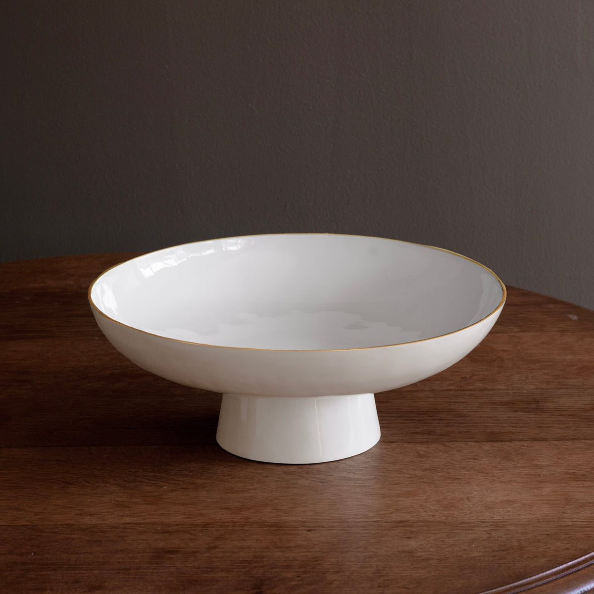 Encanto Carnaval Large Pedestal Bowl (Cream White) - Bowl Top View | Bone & Brass