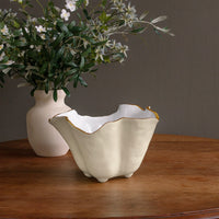 Cream, White & Gold Scalloped Ice Bucket - Ice Bucket Handle Detail | Bone & Brass