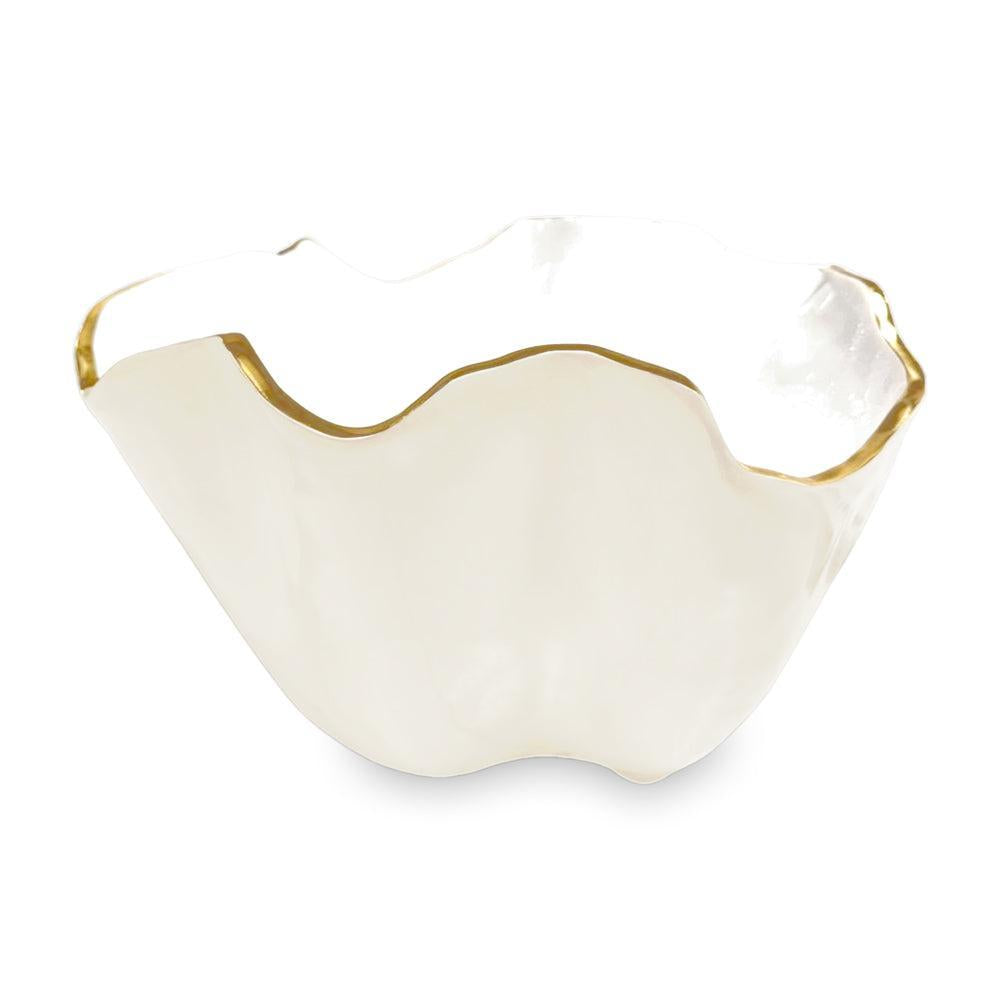 Cream, White & Gold Scalloped Ice Bucket | Bone & Brass
