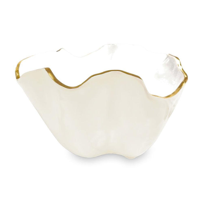 Cream, White & Gold Scalloped Ice Bucket | Bone & Brass