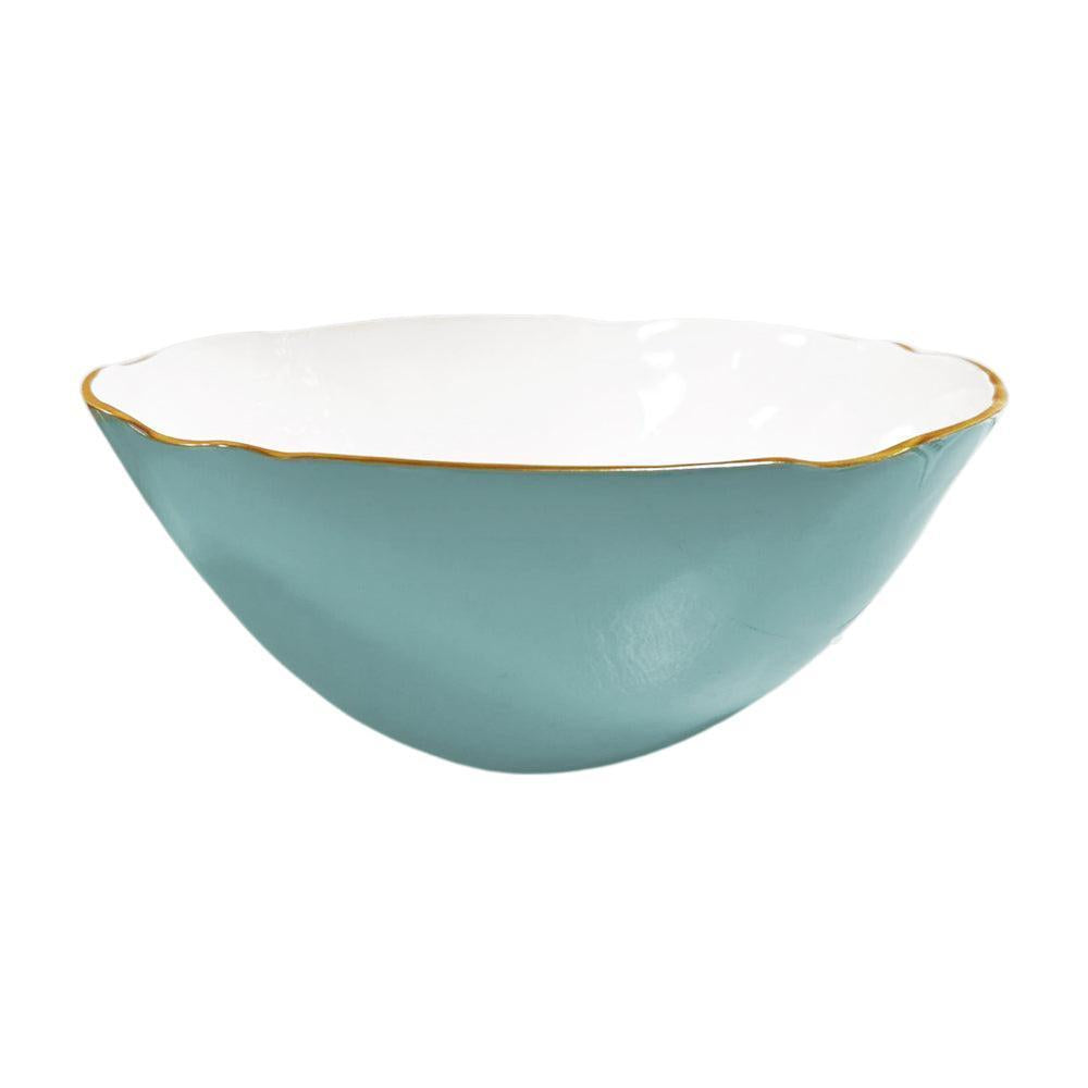 Encanto Turquoise & White Large Serving Bowl