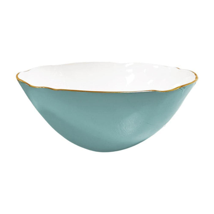 Encanto Turquoise & White Large Serving Bowl