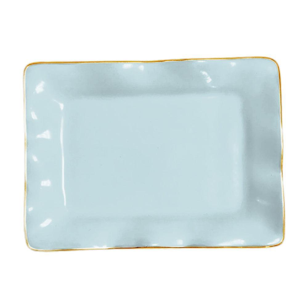 Encanto Sky Blue Small Rectangular Decorative Tray | Bone & Brass