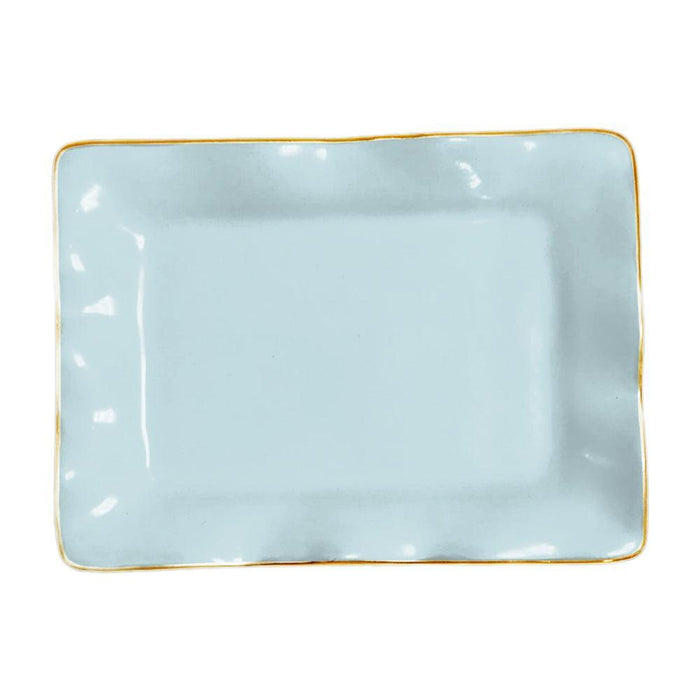 Encanto Sky Blue Small Rectangular Decorative Tray | Bone & Brass
