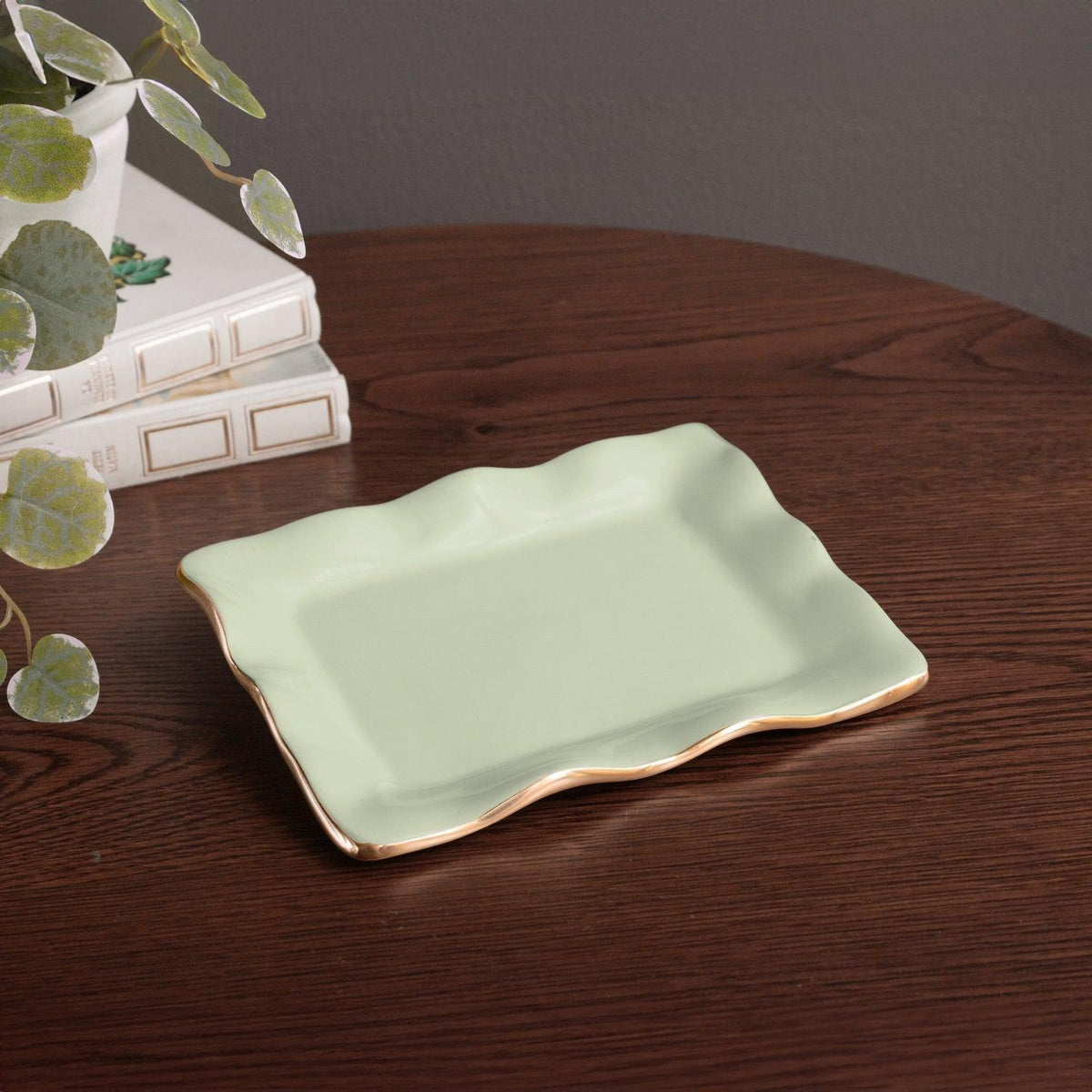 Encanto Vento Small Rectangular Tray (Pistachio) - Tray View | Bone & Brass