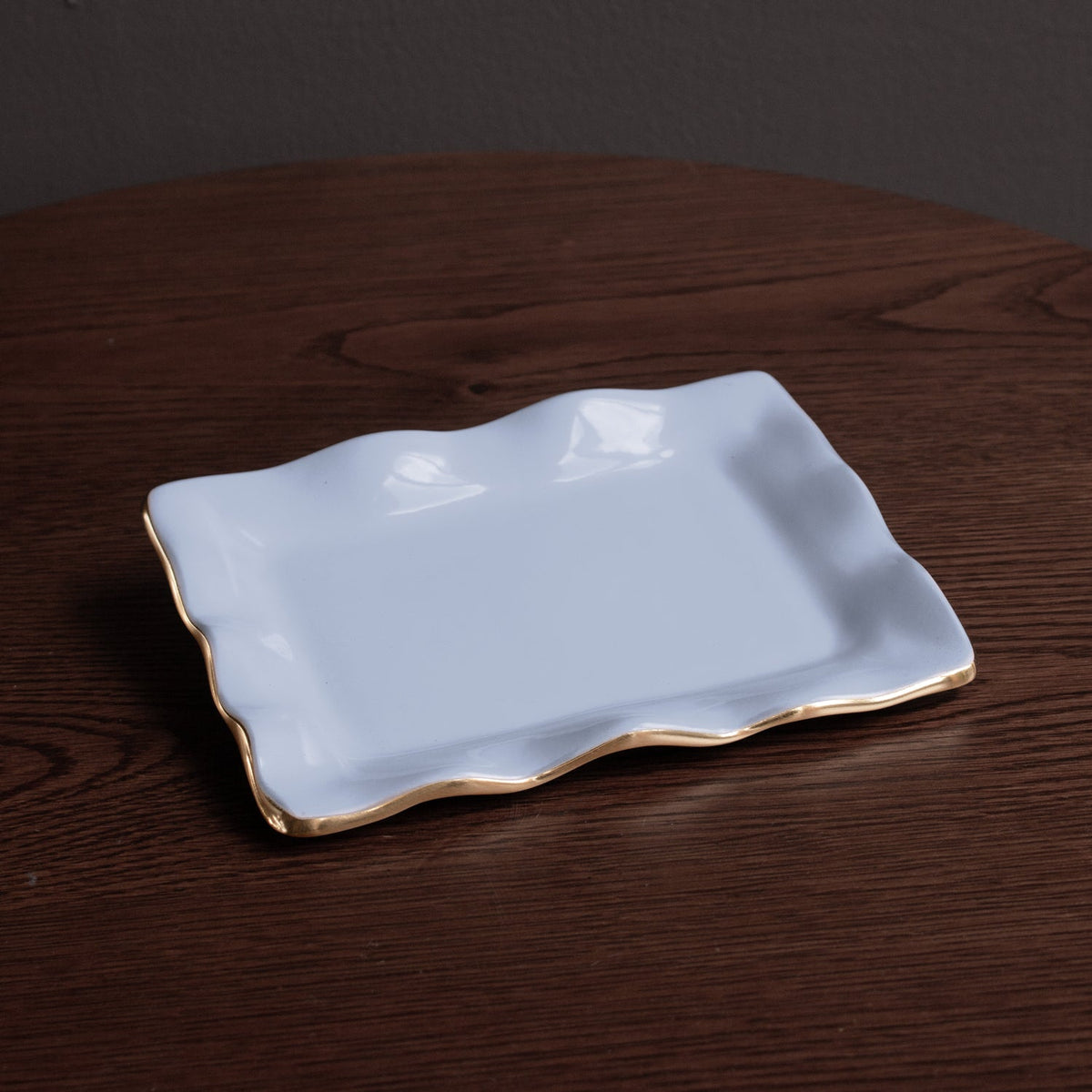 Encanto Vento Small Rectangular Tray (Periwinkle) - Tray Top View | Bone & Brass