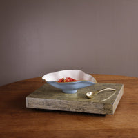 Encanto Claire Small Oval Bowl Spoon (Periwinkle, White Gold) - Bowl Side View | Bone & Brass