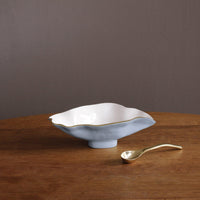 Encanto Claire Small Oval Bowl Spoon (Periwinkle, White Gold) - Bowl Top View | Bone & Brass