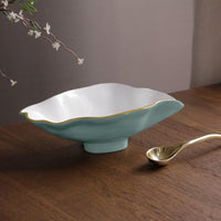 Encanto Claire Small Oval Bowl Spoon (Turquoise, White Gold) - Bowl View | Bone & Brass