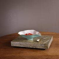 Encanto Claire Small Oval Bowl Spoon (Turquoise, White Gold) - Bowl Side View | Bone & Brass