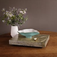 Encanto Claire Small Oval Bowl Spoon (Turquoise, White Gold) - Bowl Detail | Bone & Brass