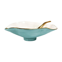 Encanto Claire Small Oval Bowl Spoon (Turquoise, White Gold) | Bone & Brass