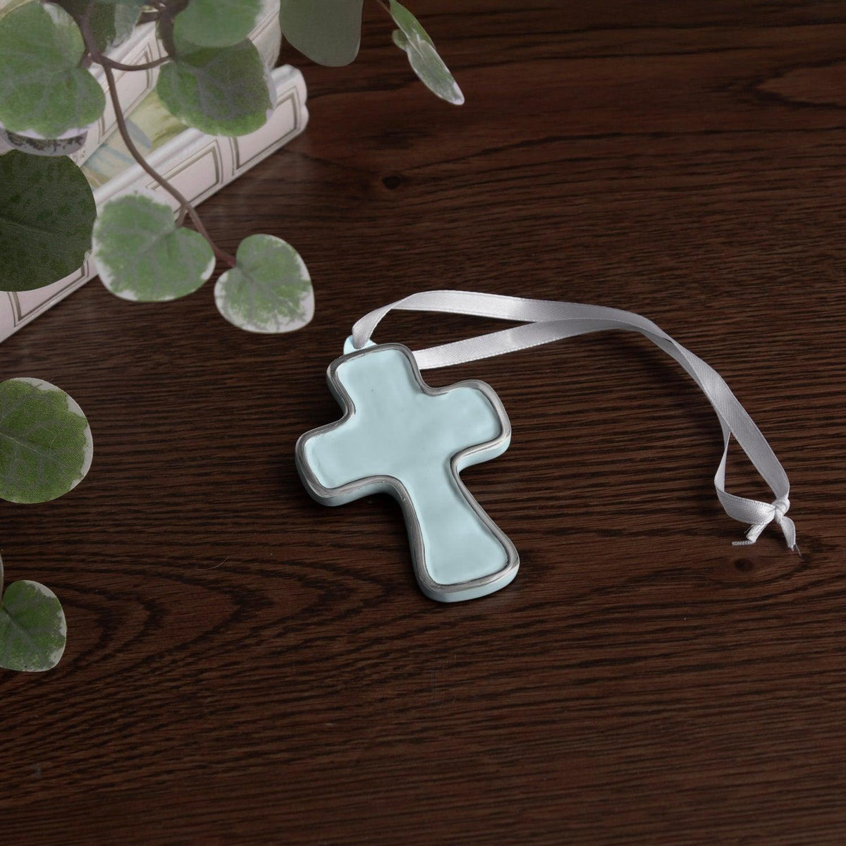 Encanto Athens Cross Ornament (Sky Blue) - Side View | Bone & Brass