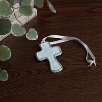 Encanto Athens Cross Ornament (Sky Blue) - Side View | Bone & Brass
