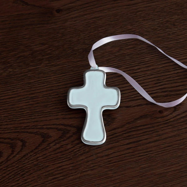 Encanto Athens Cross Ornament (Sky Blue) - Detail View | Bone & Brass