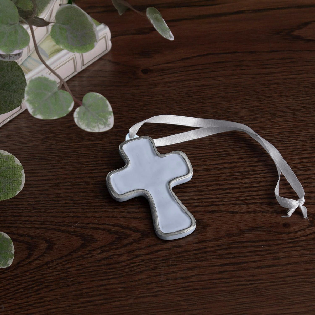 Encanto Periwinkle Athens Cross Ornament - Side View | Bone & Brass