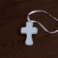Encanto Periwinkle Athens Cross Ornament - Detail View | Bone & Brass