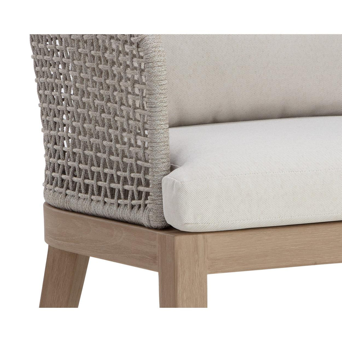 Capri Grey Woven Dining Armchair - Outdoor Dining Chair Side View | Bone & Brass