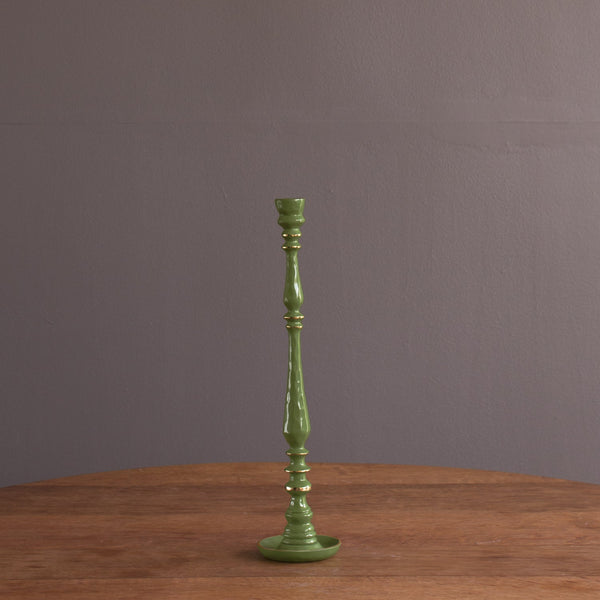Encanto Crosby Medium Candlestick Holder (Leaf Green) - Candlestick Detail | Bone & Brass
