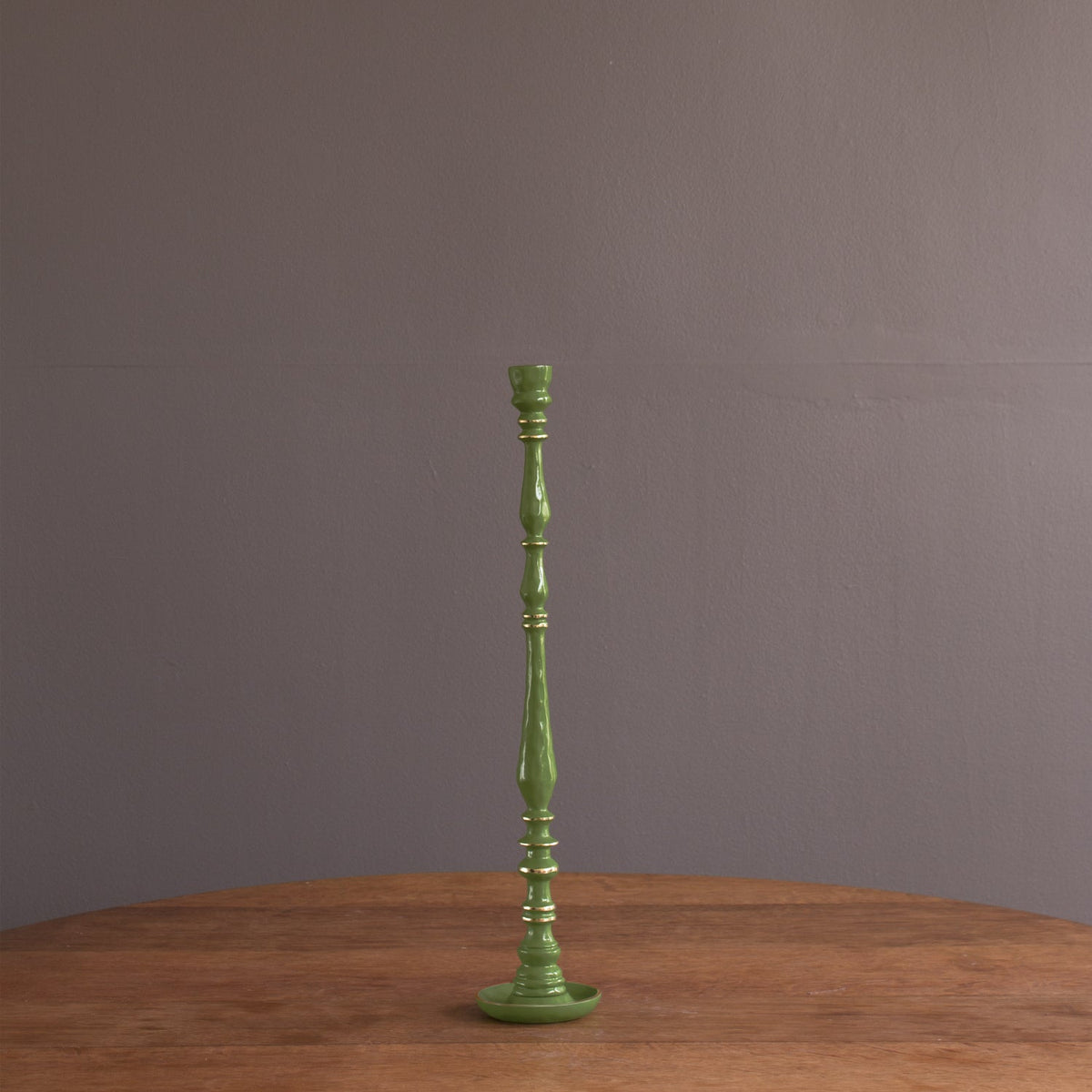 Encanto Crosby Large Candlestick Holder (Leaf Green) - Candlestick Side View | Bone & Brass