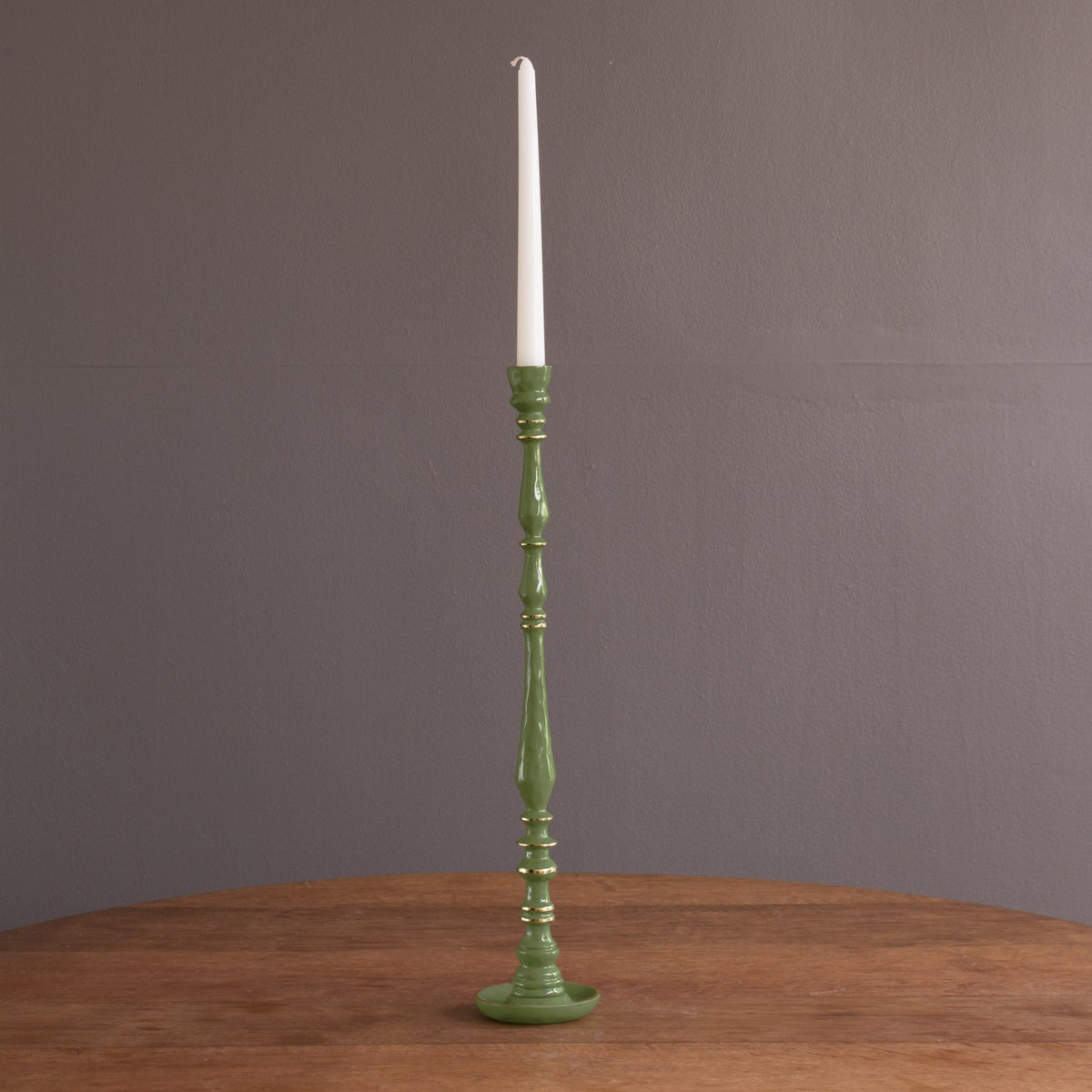 Encanto Crosby Large Candlestick Holder (Leaf Green) - Candlestick Detail | Bone & Brass