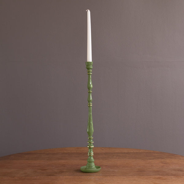 Encanto Crosby Large Candlestick Holder (Leaf Green) - Candlestick Detail | Bone & Brass