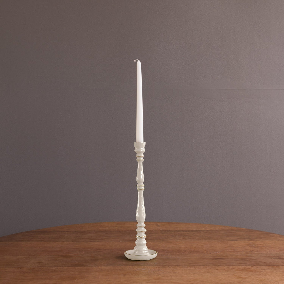 Encanto Crosby Small Candlestick Holder (Cream) - Candlestick Side View | Bone & Brass
