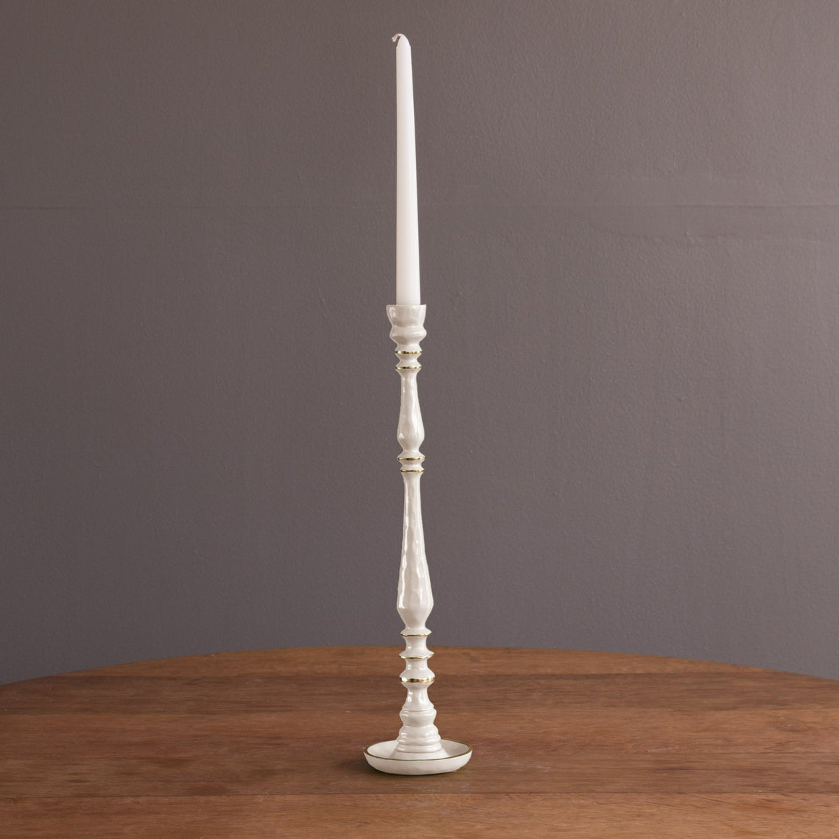 Encanto Crosby Medium Candlestick Holder (Cream) - Candlestick Close Up | Bone & Brass