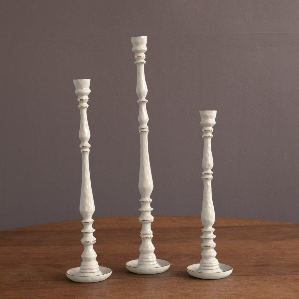 Encanto Crosby Medium Candlestick Holder (Cream) - Candlestick Detail | Bone & Brass
