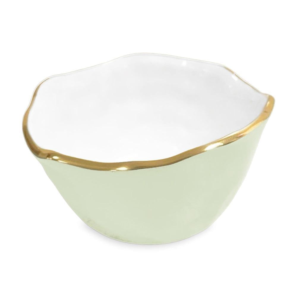 Encanto Osaka Small Bowl Pistachio Green & White | Bone & Brass