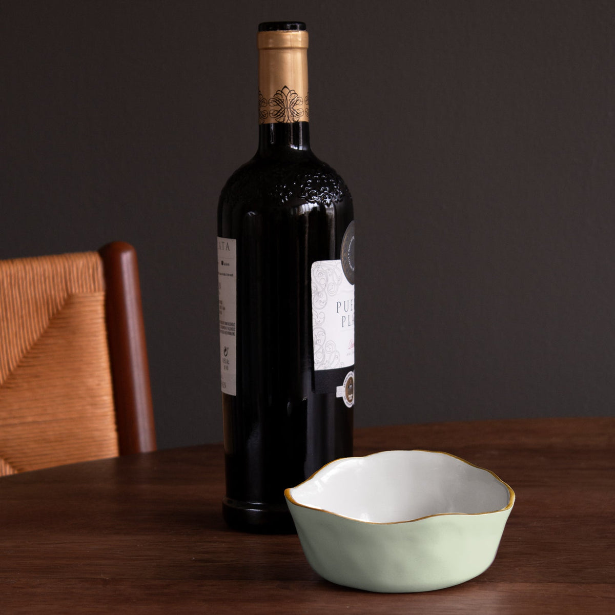 Pistachio Green, White & Gold Soho Wine Coaster - Coaster Detail | Bone & Brass
