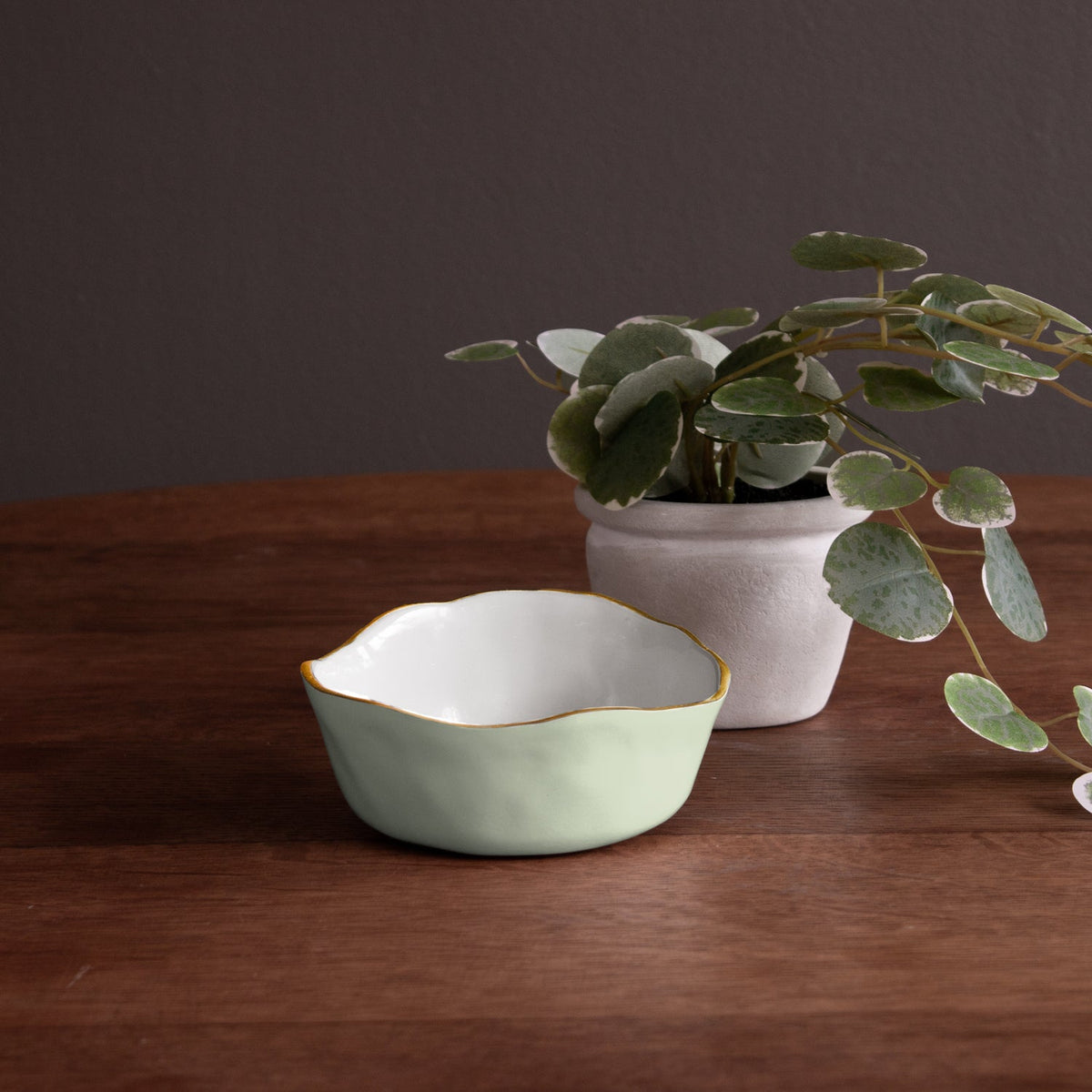 Pistachio Green, White & Gold Soho Wine Coaster - Coaster Top View | Bone & Brass