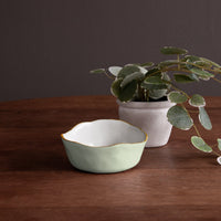 Pistachio Green, White & Gold Soho Wine Coaster - Coaster Top View | Bone & Brass