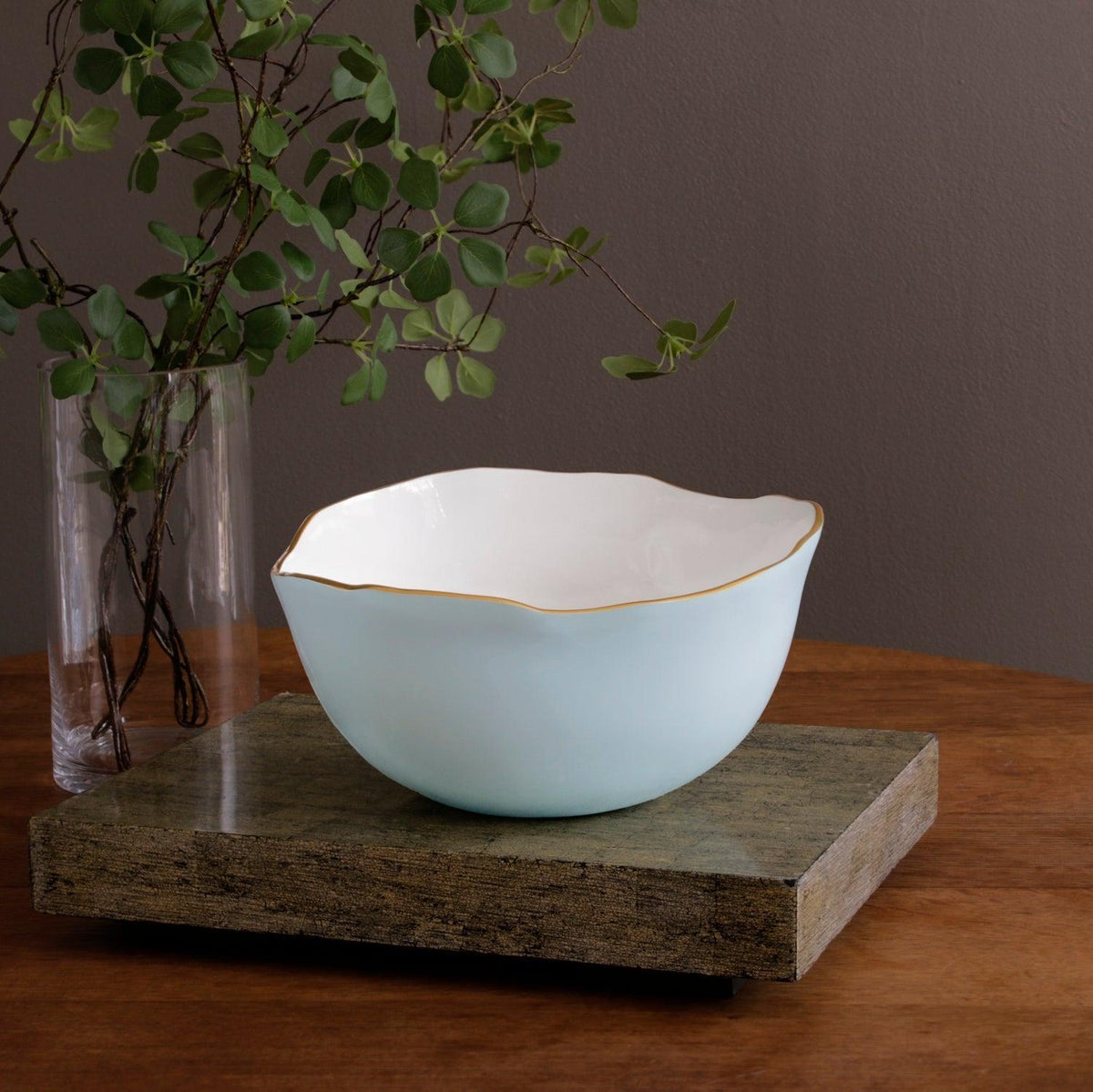 Sky Blue & White Osaka Large Serving Bowl - Bowl Detail | Bone & Brass