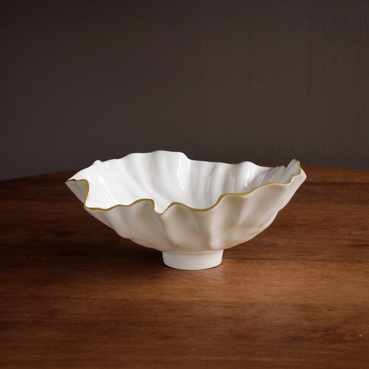 Encanto Bloom Medium Bowl (Cream White) - Bowl Top View | Bone & Brass