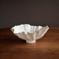 Encanto Bloom Medium Bowl (Cream White) - Bowl Top View | Bone & Brass