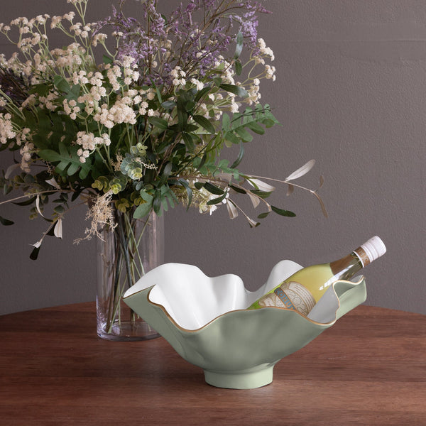 Encanto Pistachio Green & White Wine Bucket - Wine Bucket Detail | Bone & Brass