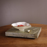 Encanto Claire Small Oval Bowl Spoon (Cream, White Gold) - Bowl View | Bone & Brass