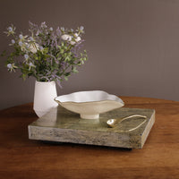 Encanto Claire Small Oval Bowl Spoon (Cream, White Gold) - Bowl Detail | Bone & Brass