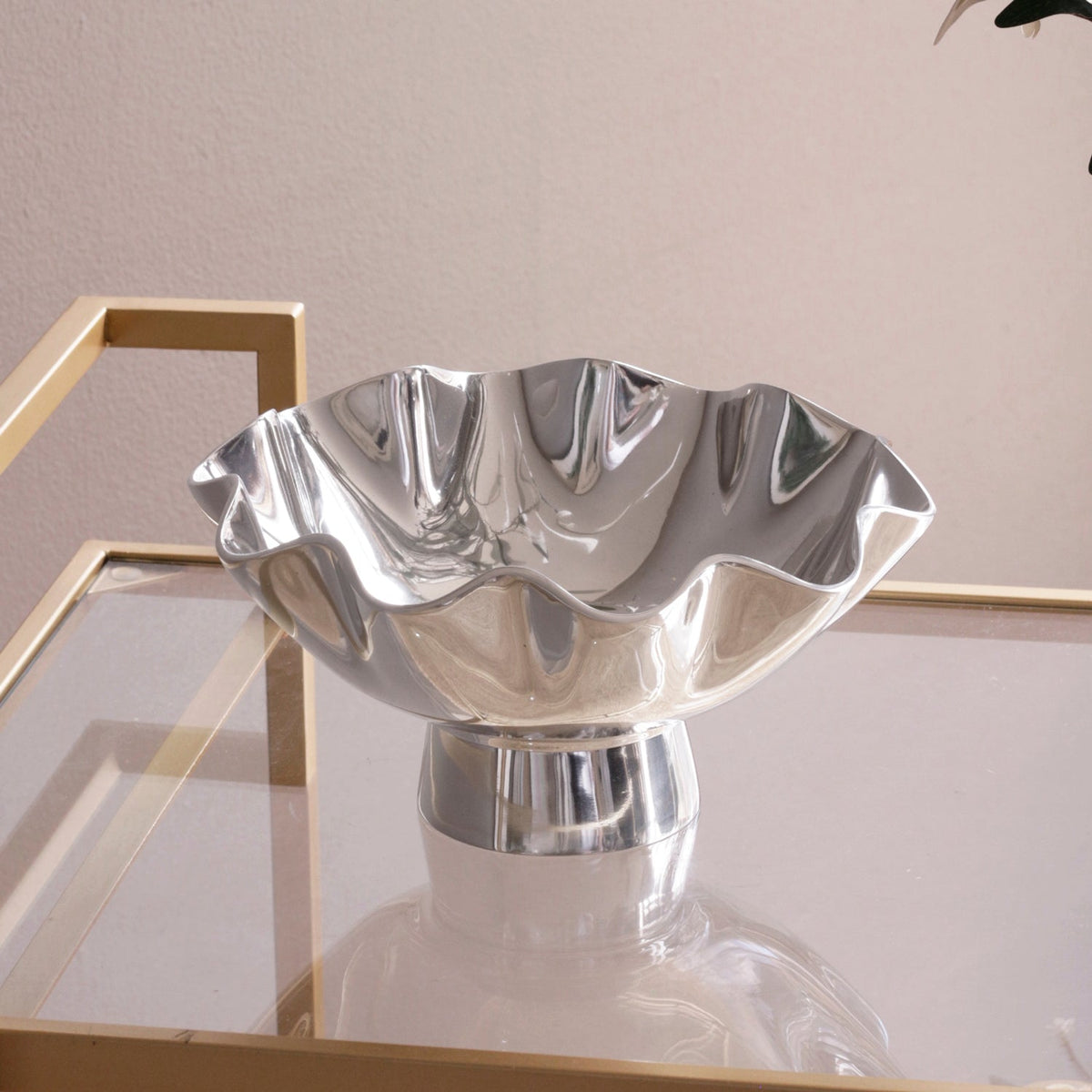 Pedestal Aluminum Carola Small Pedestal Bowl - Bowl Top View | Bone & Brass
