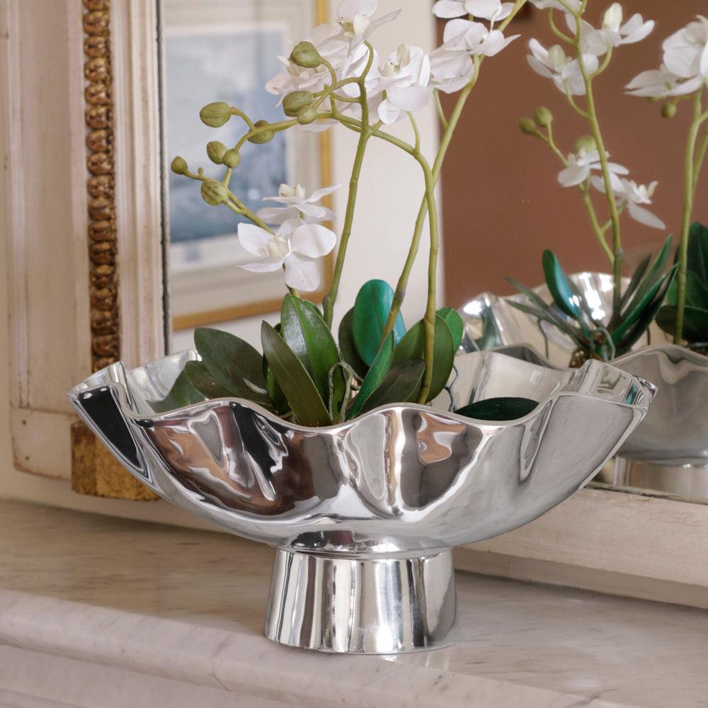 Pedestal Aluminum Carola Small Pedestal Bowl - Bowl Detail | Bone & Brass