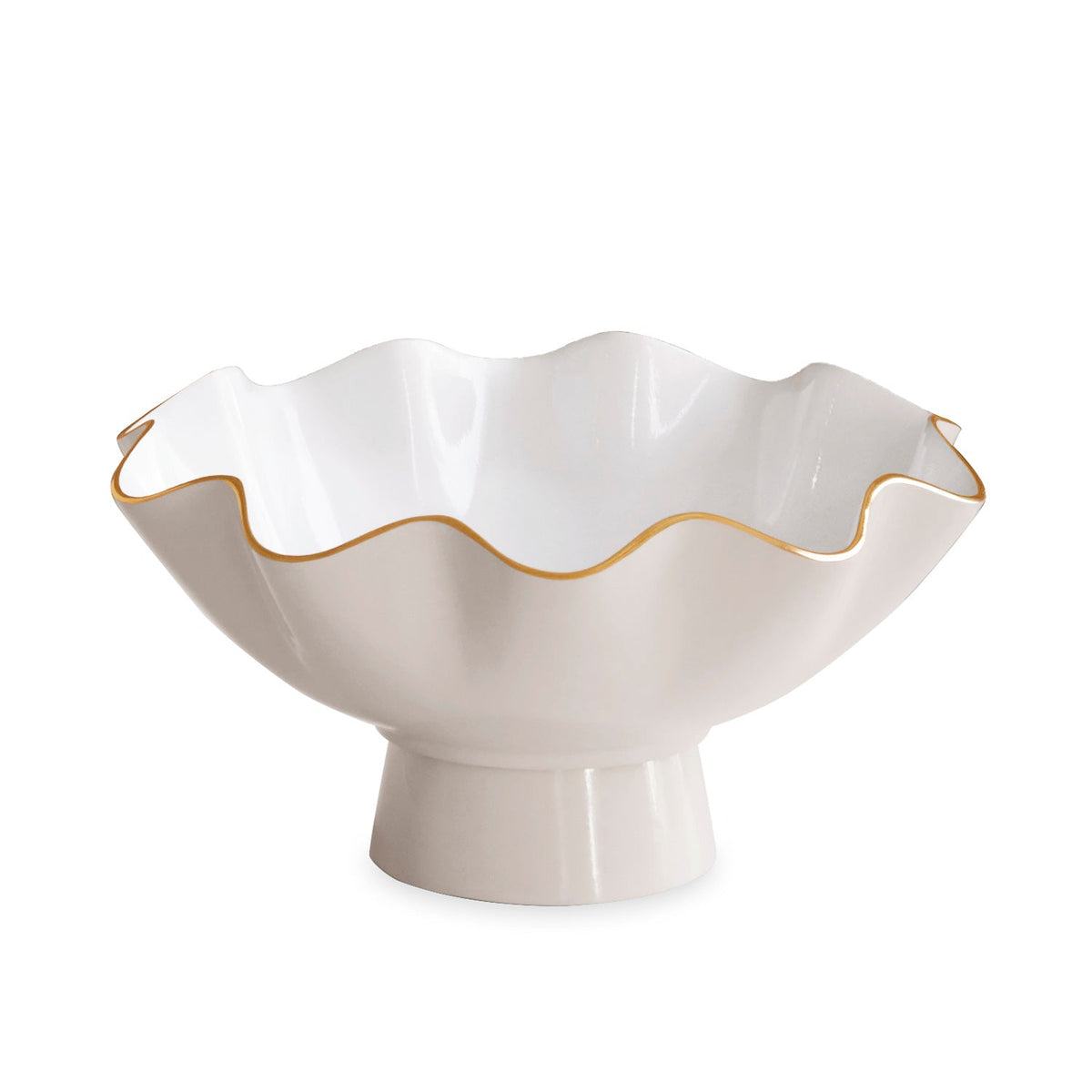 Encanto Small Cream & White Pedestal Serving Bowl | Bone & Brass
