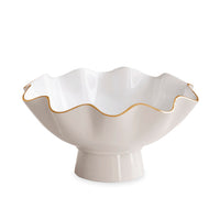 Encanto Small Cream & White Pedestal Serving Bowl | Bone & Brass