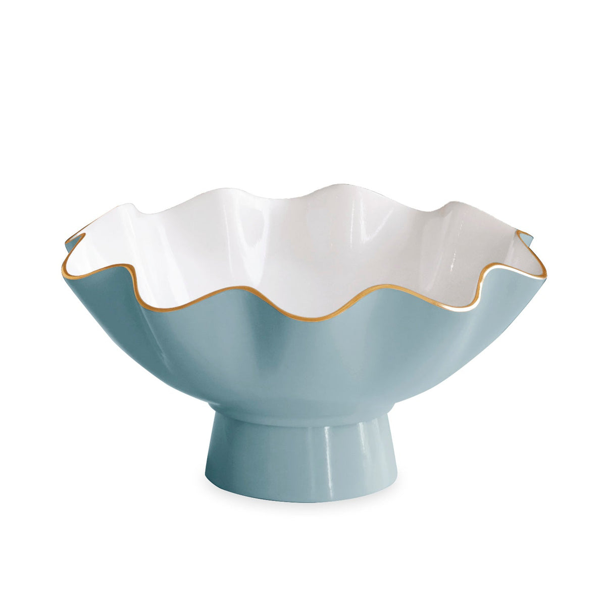 Turquoise & White Carola Small Pedestal Bowl | Bone & Brass