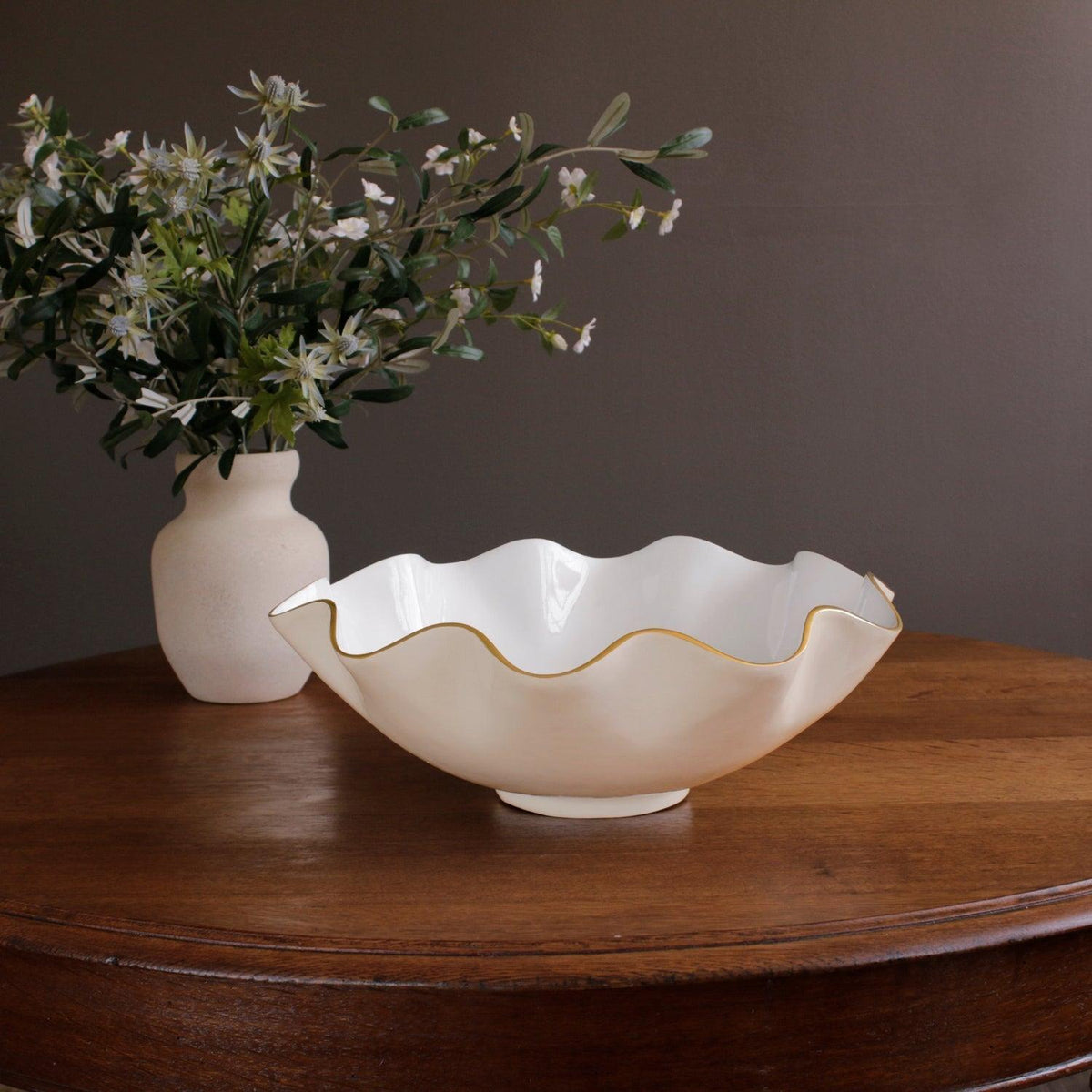 Cream & White Carola Extra Large Serving Bowl - Bowl Detail | Bone & Brass