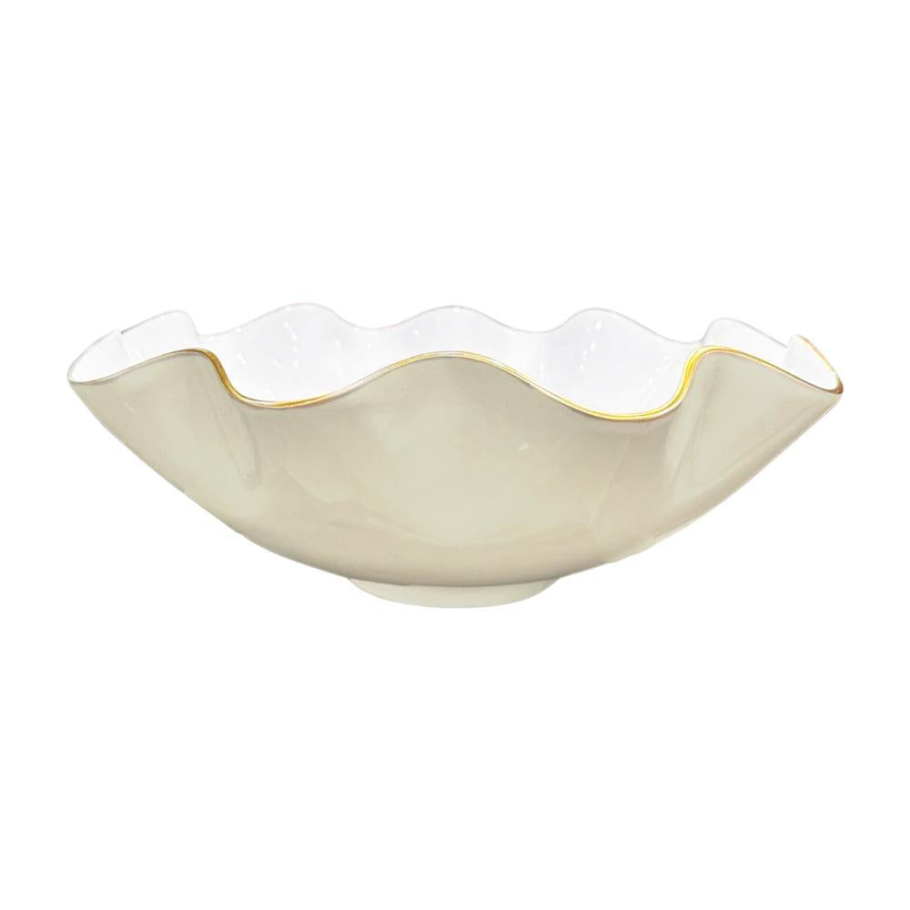 Cream & White Carola Extra Large Serving Bowl | Bone & Brass
