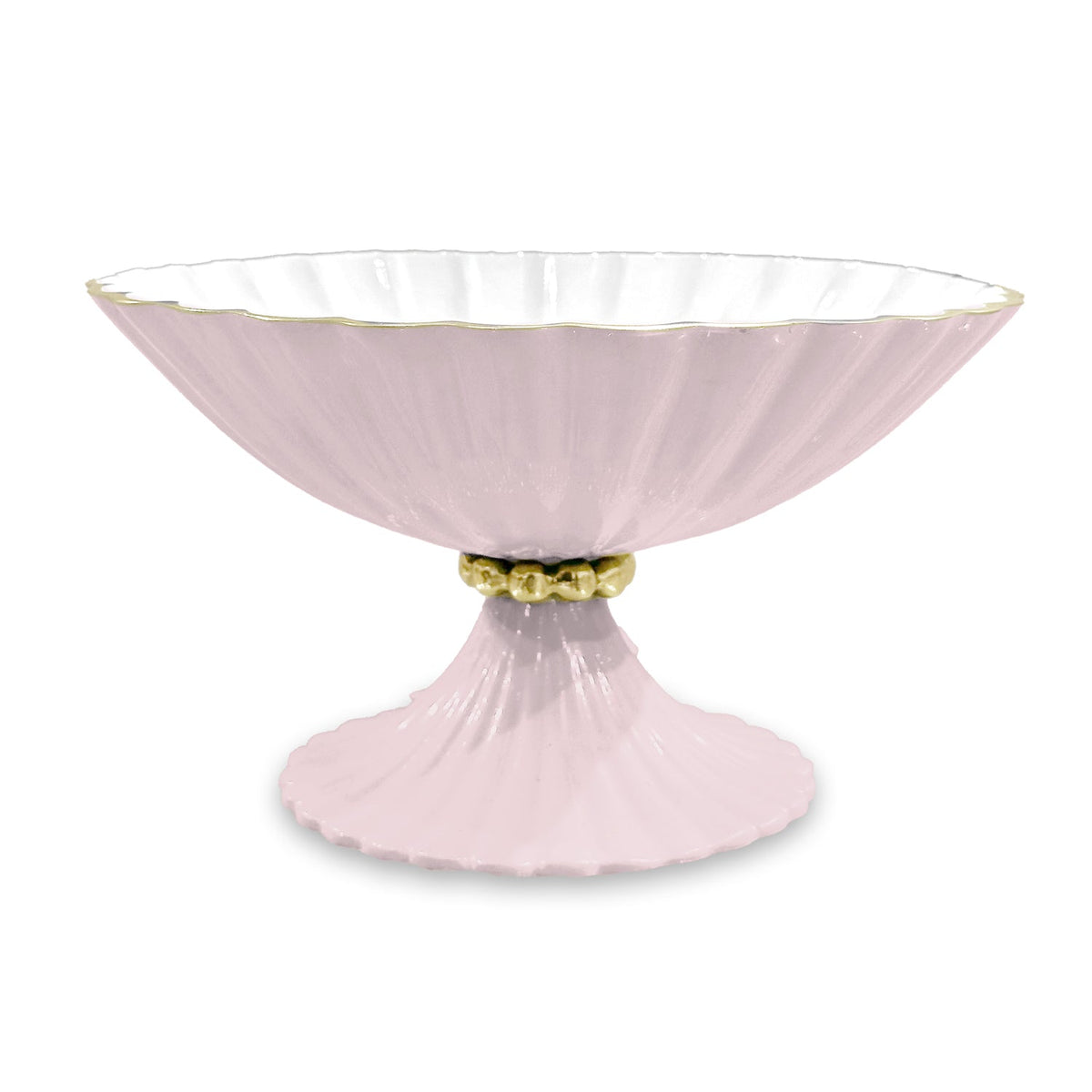 Blush Pink & White Vienna Small Pedestal Bowl | Bone & Brass
