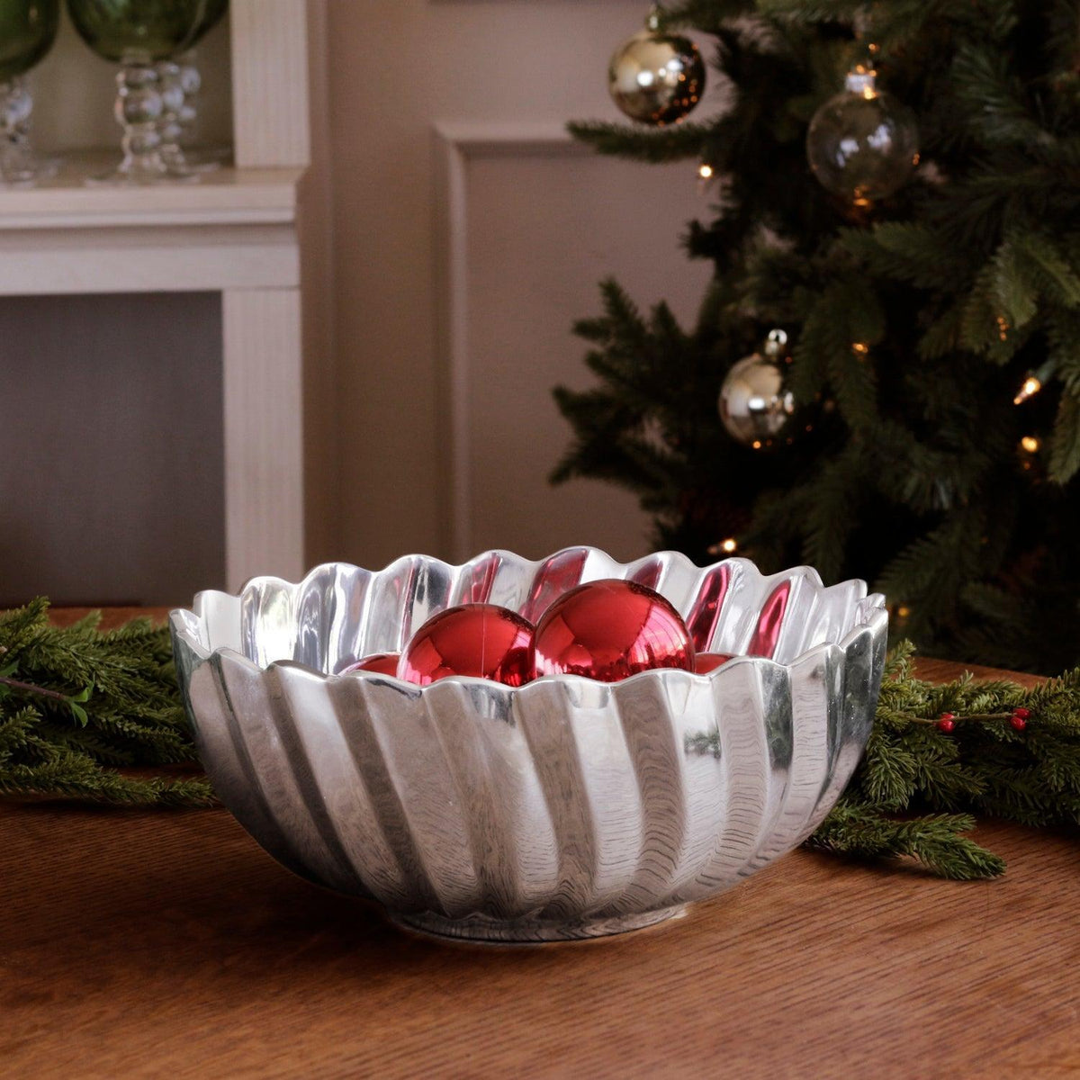 Vintage Orlando Medium Aluminum Serving Bowl - Bowl Top View | Bone & Brass