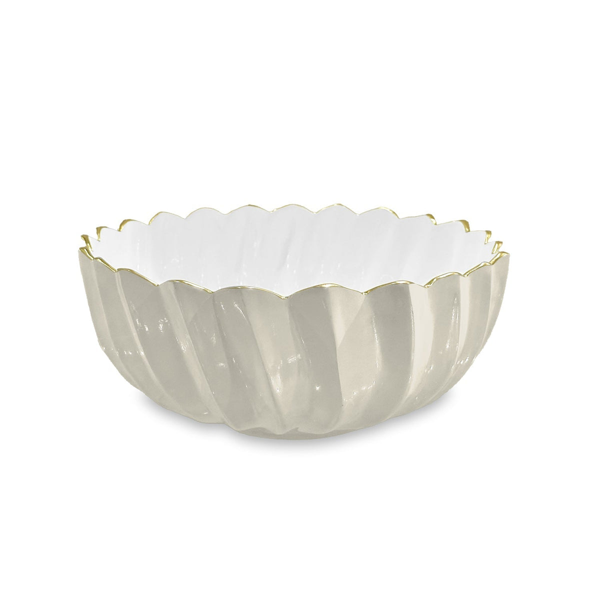 Encanto Orlando Medium Serving Bowl Cream & White | Bone & Brass